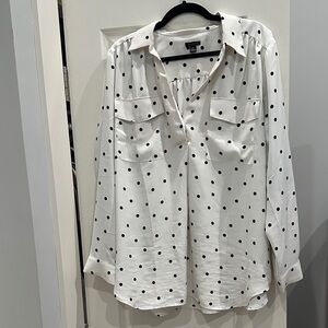 Ann Taylor Black and White Polka Dot Blouse